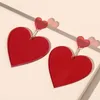 Dangle Chandelier Fashion Neon Pink Red Heart Drop أقراط للنساء الكبير هندسيات الصخور الشرير بالملالية الليلية الإكسسوارات المجوهرات