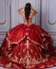 2022 bling bordeaux paillettes dentelle appliques Quinceanera robes à lacets corset doux 15 robes de reconstitution historique grande taille vestido de novia