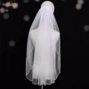 Bridal Veils V35 Veil With Pearls Edge Women's Short Comb Single Tier Pearl For The Church VeuBridal