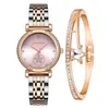 Montres-Bracelets pour femmes, produit de luxe, mode Simple, Bracelet en acier, horloge décontractée, Quartz, 2 pièces