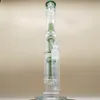 16 "Three Layer Heady Bong Green Straight Hookah Water Pipe Bong Glass Bongs rökrör Bongs Vattenflaskor Dab Rigg Size 18mm Kvinnlig fog