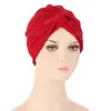 Femmes couleur unie croix plis Hijabs bonnets chapeaux Eid doux musulman islamique femmes élastique enveloppement Turban casquette chapeaux