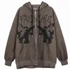 Hoodie Angel Fairy Grunge Dark print Jacket Coat Women hip-hop streetwear Harajuku Anime hoodies coat zipper y2k E-girl punk 210924