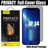 Privacy Anti-Peeping Anti-SPY Glass Screen Protector dla iPhone'a 14 13 12 11 Pro Max XR XS 6 7 8 Plus Pełna okładka Temperowane szkło w pudełku detalicznym
