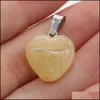 Konst och hantverk 2st Natural Stone 16x16mm Agates Heart Shape Clear Quartz Pendant For Necklace Earring Jewelry Making Wome Sports2010 DHQYA