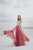 Skirts Romantic Plum Pink A-line Long Tulle Women Bridal Skirt Tutu For Engagement Banquet Party ZipperSkirts