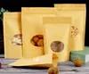 100 pezzi spessi stand up carta kraft trasparente finestra ovale sacchetto con chiusura a zip richiudibile caffè in polvere snack cereali caramelle prodotti da forno zucchero regali imballaggi sacchetti di stoccaggio