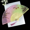 mix color Chinese Style Silk Hand Fans Weddings Printed Flower Butterfly Wooden Handle wedding dancing props with tassels