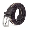 Belts Men Women Casual Knitted Pin Buckle Belt Woven Canvas Elastic Expandable Braided Stretch Plain Webbing Strap Luxury BeltBelts