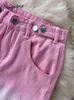 Modegradient rosa baggy jeans hög midja lösa byxor kvinnor sommar 2022 nya botton fickor tunn denim bred ben jeans casual l220726