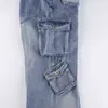 Jeans da donna SUCHCUTE Harajuku Pocket Up Jeans cargo da donna Moda coreana Vita bassa Streetwear Pantaloni in denim Harajuku Vintage Y2K Pantaloni larghi T220825