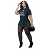 2022 Designer Plus Size Dresy dla kobiet Krótki rękaw 2 sztuka Zestaw Outfit List Drukowane T Shirt Mesh Sheer Legginsy Stroje