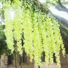 Wisteria الزهور الاصطناعية كرمة الزفاف الزفاف القوس ورقة راتان زهرة الحرير زهرة اللبلاب نباتات ديكور الجدار