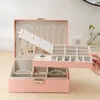 Double Layer Jewelry Box PU Leather Organizer Display Travel Jewelry Storage Boxes Case Large Space Holder for Earrings Necklaces