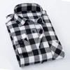 Camicia a quadri Autunno Inverno Flanella Rossa a quadri da uomo Manica lunga Chemise Homme Cotone a quadri maschili s 220322