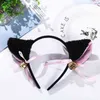 Gato orelhas sinos headbands pelúcia raposa orelhas bowknot hairpins para mulheres meninas cabelo hoops bezel cosplay acessórios aa220323