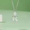 Chaines GEM39S Ballet 925 STERLING Silver High Carbon Diamond Sparkling Asscher Coup 12 Pendants 12 mm pour les femmes Collier Fine Juif4883451