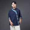 Tang suit ethnic clothing Traditional Costumes for Men cotton linen stand collar top Spring Summer living clothes Asian Adult Wear