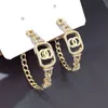 Fashion designer earrings Luxury large gold silver circle hoop stud earring holderdouble letter jewelry women 925 silver needle diamond earwear girls love gifts