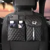 Car Organizer Diamond PU Leather Seat Back Storage Bag Multifunzione per interni auto Stivaggio Riordino Tasca porta carta velina