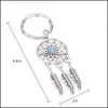 Charms sieraden bevindingen Componenten Mini Car Keyring Handgemaakte Dream Catcher Charm Home Decor Keychain Feather Keyhold DHN6D