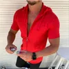 Camisa casual masculina outono com capuz mangas compridas camisa formal camisas com zíper cardigan hip hop camisa masculina topo 220801