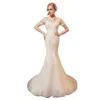 Inne suknie ślubne Ezkuntza v Szycie szyi Piękna cekinowa sukienka koronkowa 2022 Vestido de noiva syrena sukienki