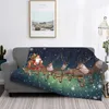 Blankets Christmas Reindeer Santa Flannel Throw Blanket Merry Year For Bed Travel Super Soft Plush Thin QuiltBlankets