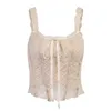 MeiKeDaiNicey Sexy Retro Bow Lace Corset Top Fairy Core Aesthetic Backless Square Neck Crop Women Summer Tank s 220325