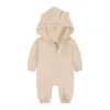 Novo sólido hoodies urso macacão bodysuit para bebê recém-nascido meninos meninas roupas de manga longa macacão geral traje infantil