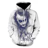 Sweat-shirt à capuche pour hommes, sweat-shirt de Clown effrayant, imprimé en 3d, vêtements Hip-Hop amusants, haut blanc, veste à manches longues, 2022