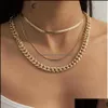 Colliers Colliers Pendentifs Bijoux Jshine Punk Couches Lien Plat Chaîne Ronde Collier Femmes Or Sier Couleur Ras Du Cou Curb Chunky Me2336Y