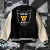 Human Made Baseball Jacket Heart Embroidered Leather Sleeve Couple Baseball Uniform Men's Women's Outwear Coat W220813