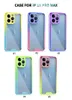 Gradient Dual Colors Clear Acrylic TPU PC stötsäkra telefonfodral för iPhone 14 13 12 Mini 11 Pro Max XR XS 6 7 8 Plus Samsung Note20 S20 S21 S22 Ultra A53 A22 A32 A33 A52 S21FE