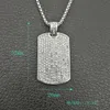 Pendant Necklaces Stainless Steel Geometric Square Dog Tag Necklace Full Rhinestone Paved Bling Iced Out Men Hip Hop Rapper Jewelry GiftPend