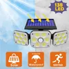 Luce solare da esterno 138 LED Luci con sensore di movimento solare 3 Teste regolabili Lampada da parete anti-inondazione di sicurezza impermeabile per garage da giardino