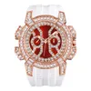 ساعة Wristwatches Rose Gold White Men's Watches الشهيرة الرفاهية العلامة التجارية الكوارتز التناظرية Chronograg