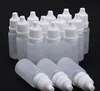 1000pcs / lot, 10 ml de bouteilles de compte-gouttes en plastique PE avec capuchon à l'épreuve des enfants avec du jus e