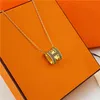 Pendant High version H letter necklace 18k rose gold CNC enamel h Mini Pendant clavicle chain Valentine's Day Luxury