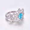 Anneaux de mariage Lingmei Drop Magnifique couronne en forme de princesse Bijoux Multi Sea Blue Zircon Argent Couleur Bague Taille 6 7 8 9 10 11 Mariage Ri