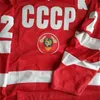 Nik1 Fetisov # 2 URSS CCCP Jerseys de hockey rusos Vladislav Tretiak # 20 Kharlamov # 17 Réplica Rusia bordado retro jersey de hielo