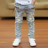 Ienens 5 13y crianças meninos roupas de jeans skinny calças clássicas para crianças tendências de roupas de jeans comprimento