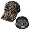 Leopard Print Ponytail Baseball Caps cekiny Świeć Moda Women Belme Bun Regulowany Snapback Hip Hop Hat Sun Sport Hat