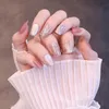 Falska naglar glitter fransk lång press på eleganta naglar klistermärken avtagbar sparad tid konstgjord nagel sana889 prud22