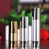 15ml 30ml 50ml Gold/silver Empty Cosmetic Airless Bottle Portable Refillable Pump Dispenser Bottles For Travel Lotion RRB14904