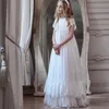 Abiti da ragazza di fiori bohémien 2022 per abiti da spettacolo per bambini con applicazioni in pizzo Boho Abito da prima comunione in tulle