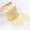 613 Honey Blonde Human Hair Straight Brazilian Hair Weave Bundles with Closure 4x4