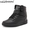Woman Breathable High Top Black White Boots Shoes Women Casual Sport Platform Hidden Increasing Sneakers Leather Shoe 220812