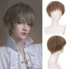 Short Pix Cut Straight Black White Yellow Half Cosplay Anime Costume Halloween Wigs Synthetic Hair with Bangs for Men Boy Women 220622