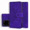 Wallet telefoonhoesjes voor Samsung Galaxy S22 S21 S20 Note20 Ultra Note10 Plus - Zonnebloem Embossing Kalfsleer Textuur PU Leather Flip Standstand Cover Case met kaartslots